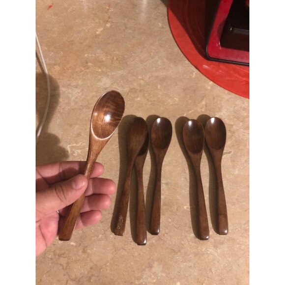 12PCS 5 inches Mini Wooden Salt Spoons Tasting Spoon Wooden Soup Spoon - Picture 3 of 15